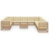 vidaXL 12 Piece Garden Lounge Set&Cushions Honey Brown Solid Pinewood