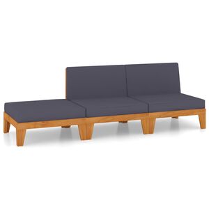 vidaXL 3 Piece Garden Lounge Set with Cushions Solid Acacia Wood