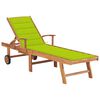 vidaXL Sun Lounger with Bright Green Cushion Solid Teak Wood