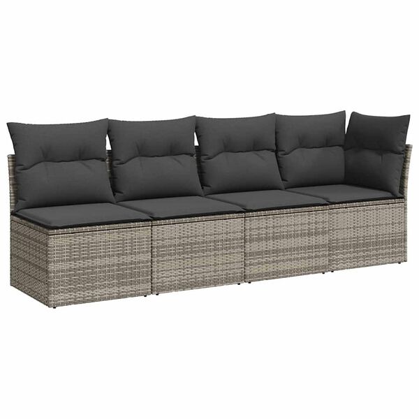 vidaXL 8 Piece Garden Sofa Set with Cushions Grey Poly Rattan