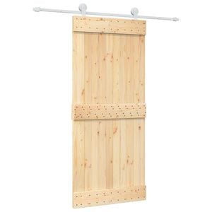 vidaXL Sliding Door Natural and White 90 x 210 cm Solid Pine Wood