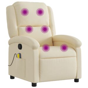 vidaXL Massage Recliner Chair Cream Fabric