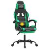 vidaXL Swivel Gaming Chair with Footrest Black&Green Faux Leather