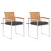 vidaXL Garden Chairs with Cushions 2 pcs Solid Teak Wood and Steel