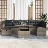 vidaXL Garden Sofa Set with Cushion 8 pcs Grey Poly rattan