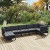 vidaXL 7 Piece Garden Lounge Set with Cushions Black Solid Pinewood