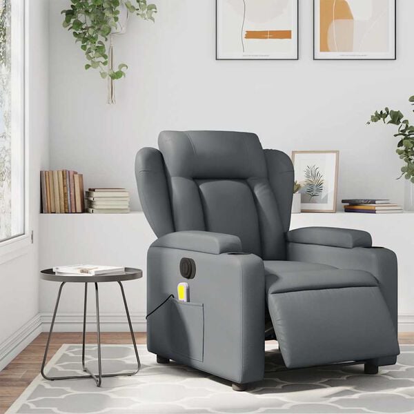 vidaXL Electric Massage Recliner Chair Grey Faux Leather