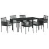 vidaXL Garden Dining Set 7 pcs Black PE Rattan
