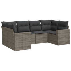 vidaXL 6 Piece Garden Sofa Set with Cushions Grey Poly Rattan