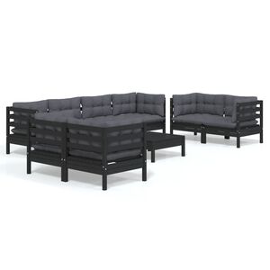vidaXL 9 Piece Garden Lounge Set with Cushions Solid Pinewood