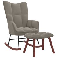 vidaXL Rocking Chair with a Stool Light Grey Velvet