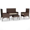 vidaXL 4 Piece Garden Lounge Set with Cushions Black Poly Rattan