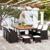 vidaXL 11 Piece Outdoor Dining Set Poly Rattan and Acacia Wood Black