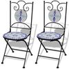 vidaXL 3 Piece Bistro Set Ceramic Tile Blue and White