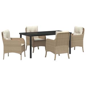 vidaXL Garden Dining Set 5 pcs Beige Poly Rattan