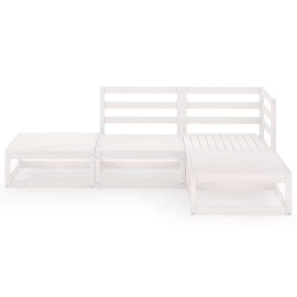 vidaXL 4 Piece Garden Lounge Set White Solid Wood Pine