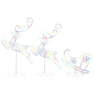 vidaXL Acrylic Christmas Flying Reindeer&Sleigh 260x21x87cm Colourful