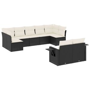 vidaXL 9 Piece Garden Sofa Set with Cushions Black Poly Rattan