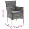 vidaXL 3 Piece Garden Dining Set with Cushions Poly Rattan Grey