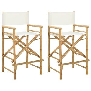 vidaXL Folding Director's Chair 2 pcs Natural Bamboo