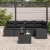 vidaXL Sofa Set with Cushion with Storage 6 pcs Black Poly Rattan