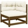 vidaXL Garden Corner Sofa with Cream Cushions Solid Wood Pine