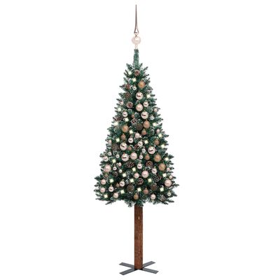 vidaXL Slim Pre-lit Christmas Tree with Ball Set Green 210 cm