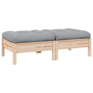 vidaXL 2-Seater Garden Sofa with Grey Cushions Solid Wood Pine