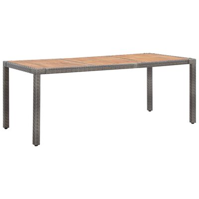 vidaXL Garden Table Grey 190x90x75 cm Poly Rattan and Solid Acacia Wood