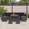 vidaXL Garden Sofa Set Height-Adjustable 10 pcs Black Poly Rattan