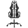 vidaXL Swivel Gaming Chair with Footrest Black&White Faux Leather