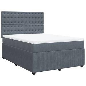 vidaXL Box Spring Bed with Mattress Dark Grey Double Velvet