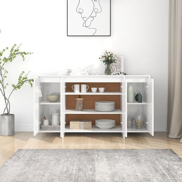vidaXL Sideboard High Gloss White 135x41x75 cm Engineered Wood