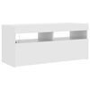 vidaXL TV Cabinet with LED Lights High Gloss White 90x35x40 cm