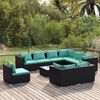 vidaXL 10 Piece Garden Lounge Set with Cushions Poly Rattan Black