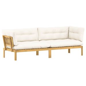 vidaXL Garden Pallet Sofa Units 2 Piece Light Brown and Cream White
