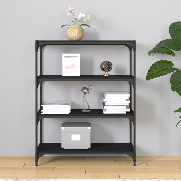 vidaXL Book Cabinet Black 80x33x100 cm Engineered Wood and Steel