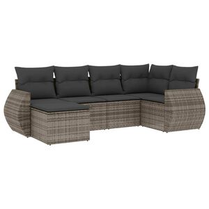 vidaXL 6 Piece Garden Sofa Set with Cushions Grey Poly Rattan