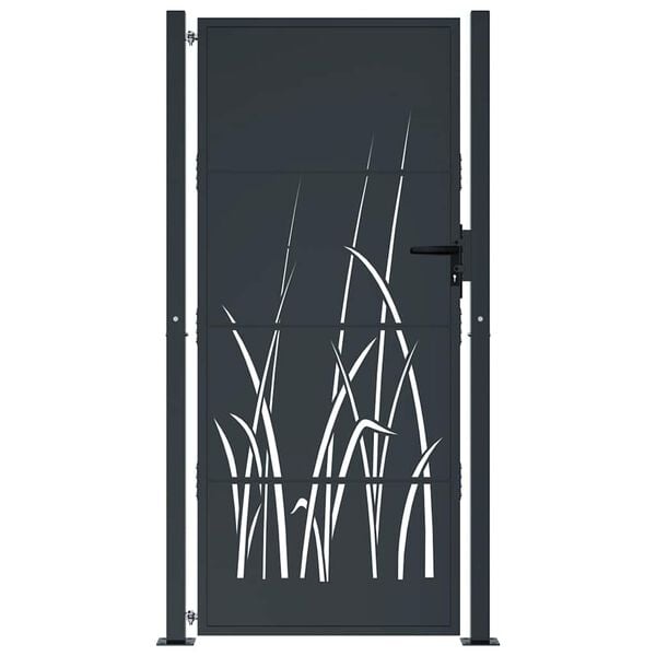 vidaXL Garden Gate Anthracite 100x175 cm Steel Grass Design