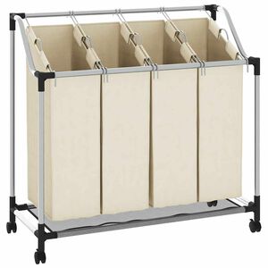 vidaXL Laundry Sorter with 4 Bags Cream Steel