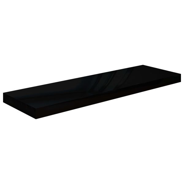 vidaXL Floating Wall Shelves 2 pcs High Gloss Black 80x23.5x3.8 cm MDF