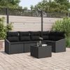 vidaXL Sofa Set with Cushion with Storage 6 pcs Black Poly Rattan