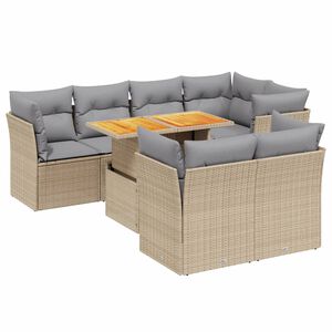 vidaXL 8 Piece Garden Sofa Set with Cushions Beige Poly Rattan