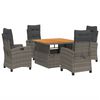vidaXL 5 Piece Garden Dining Set with Cushions Grey Poly Rattan