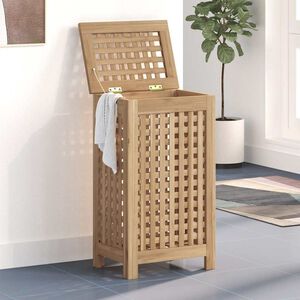 vidaXL Laundry Basket Natural Solid Teak Wood