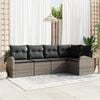vidaXL Garden Sofa Set with Cushion 5 pcs Grey Poly Rattan