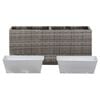 vidaXL Garden Raised Bed with 2 Pots 90x20x40 cm Poly Rattan Grey