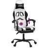vidaXL Swivel Gaming Chair with Footrest White&Black Faux Leather