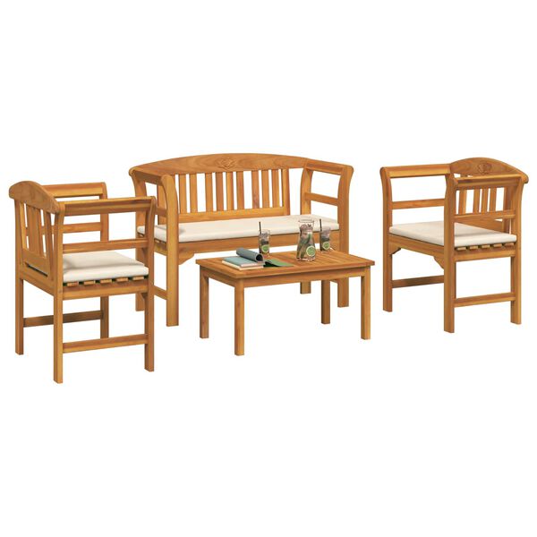 vidaXL Garden Rose Lounge Set 4 pcs Natural Solid Acacia Wood