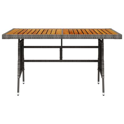 vidaXL Garden Table Grey 130x70x72 cm Poly Rattan & Solid Acacia Wood